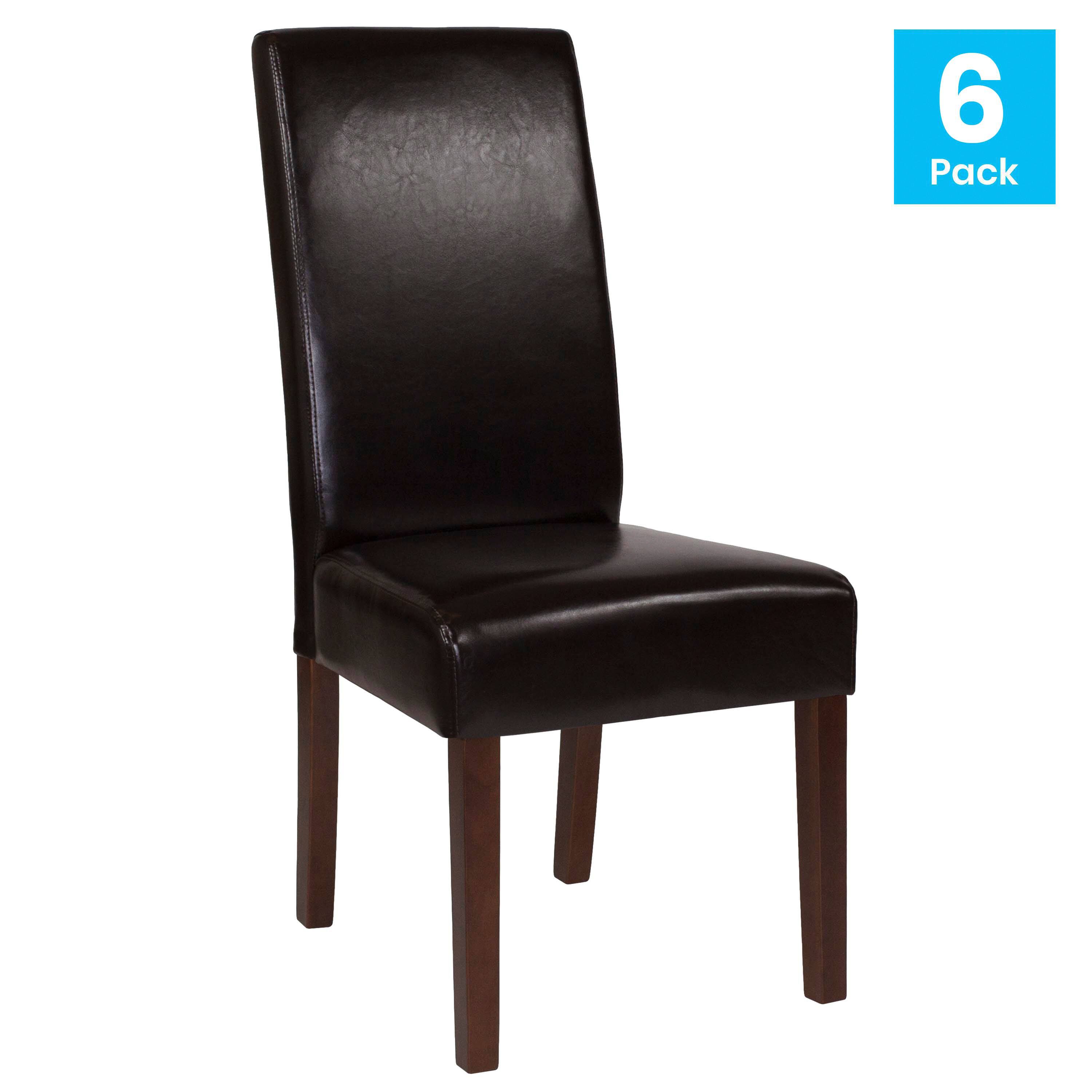 Alt View 2. Emma + Oliver - Mid-Century Parsons Chair and Hardwood Frame for Kitchen, Dining Room & More - Brown Faux Leather.