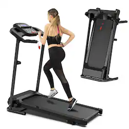 Loheer - Folding Treadmill with Incline, 7.5 MPH Compact Walking Pad Treadmill for Home, 265 LBS Capacity Running Machine - Black