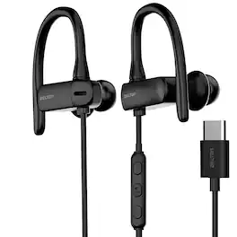 Delton - 24EC USB-C Wired Earbuds with Microphone (DWH24EC) - Black