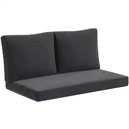 PULUZ - 2 Seat Patio Furniture Cushions, Thick Outdoor Loveseat Cushion Set with Removable Cover, 46x26x5 in - Black
