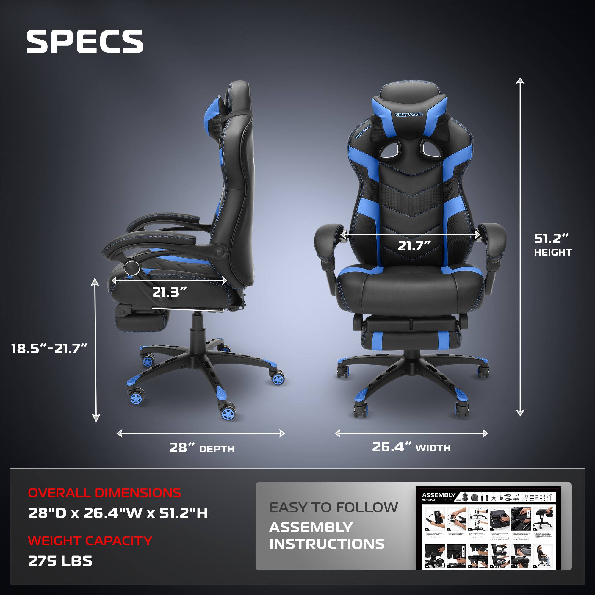 Respawn Products RESPAWN 110 Pro Gaming Chair Gaming Chair with