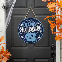 Evergreen Enterprises - North Carolina Tar Heels 18" Happy Halloween Wooden Round Door Sign - Multicolor