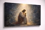 Front. FC Design - Large Canvas 24x36" Ready-to-Hang Golden Color Prayer Reflection Art Painting Home Wall Décor - MultiColor.