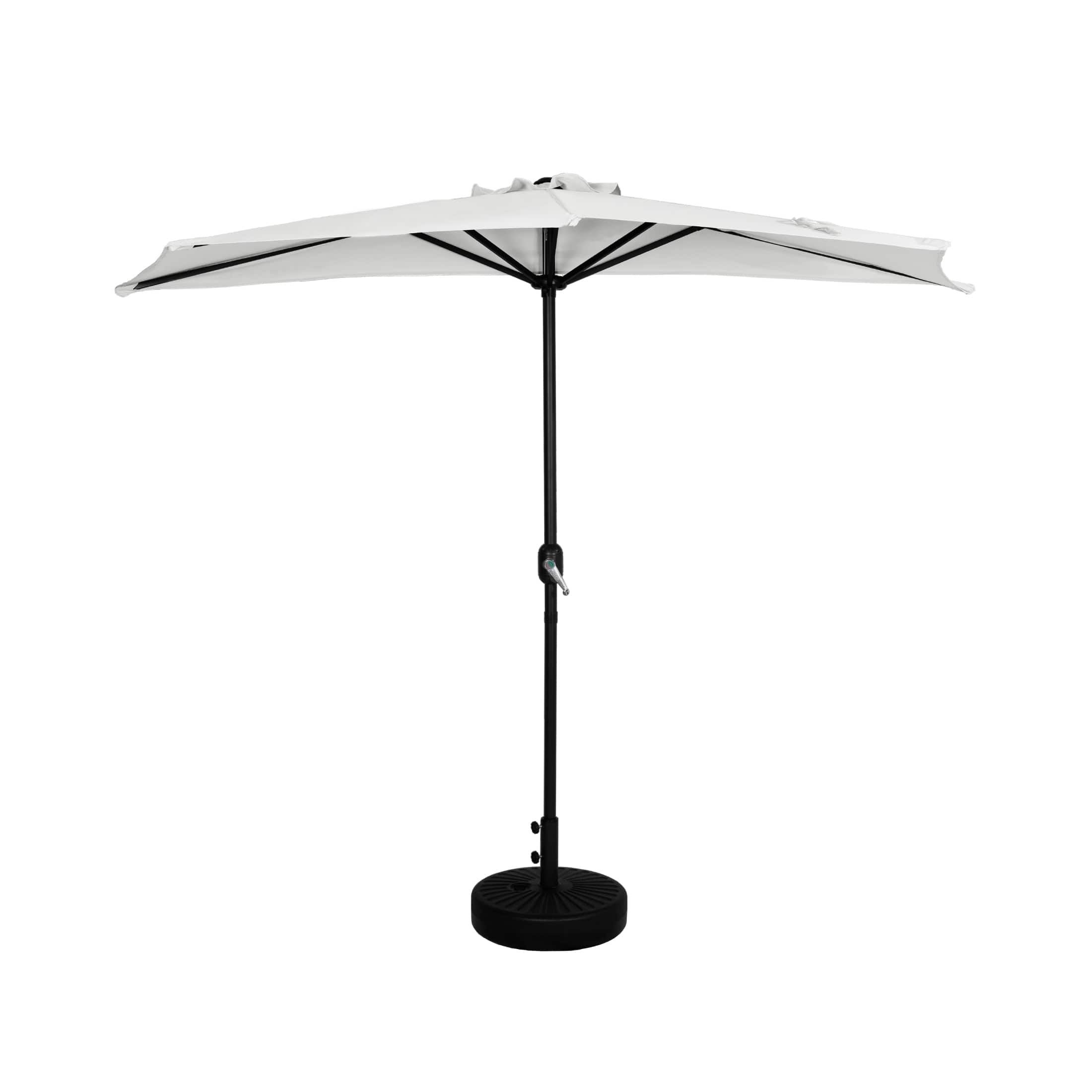 WestinTrends - Lanai 9 ft. Aluminum Half Market Crank Lift Patio Umbrella with Base - White