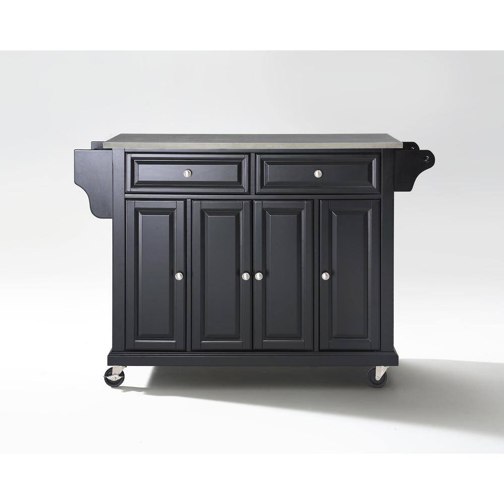 Angle. Crosley Furniture - Full Size Stainless Steel Top Kitchen Cart - Black.
