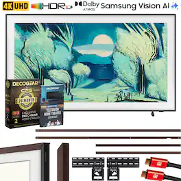 Samsung - 55" The Frame LS03FA QLED 4K Art Mode Vision AI Smart TV (2025) w/ 26 Month Warraty Protection Plan Bundle +Brown Bezel