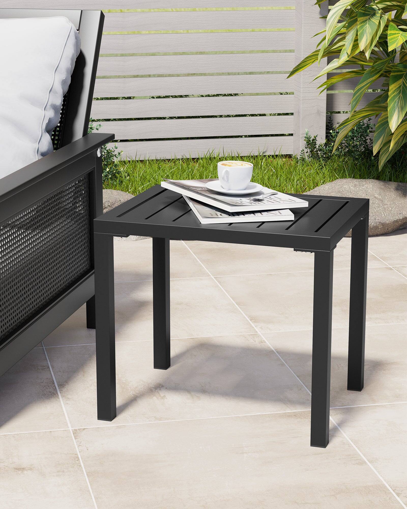 Alt View 1. Crestlive Products - Crestlive Products Aluminum Rectangular Patio Side Table, Small Outdoor Bistro Coffee Table - Brown.