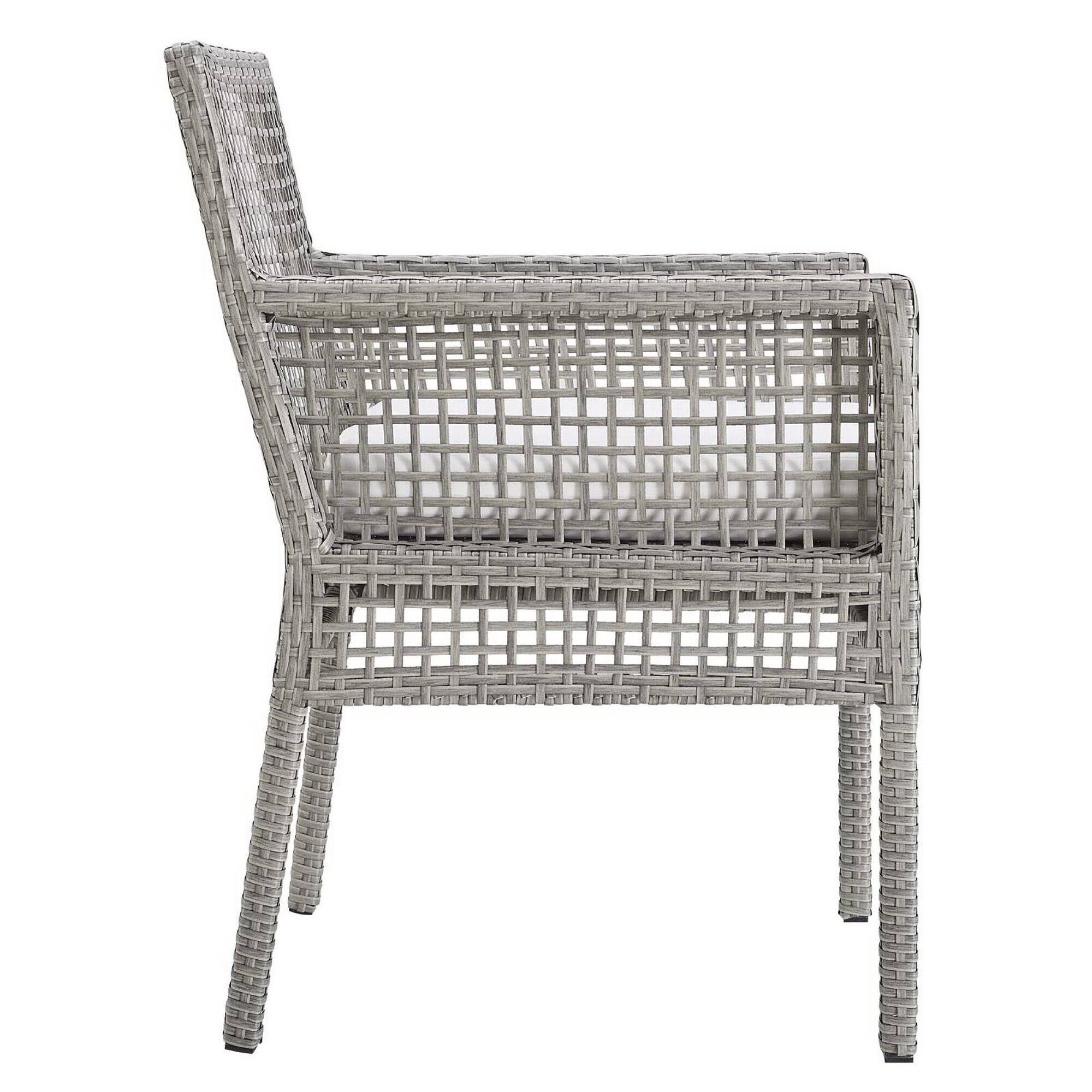 Alt View 2. Modway - Aura Outdoor Patio Wicker Rattan Dining Armchair by Modway - Gray White.