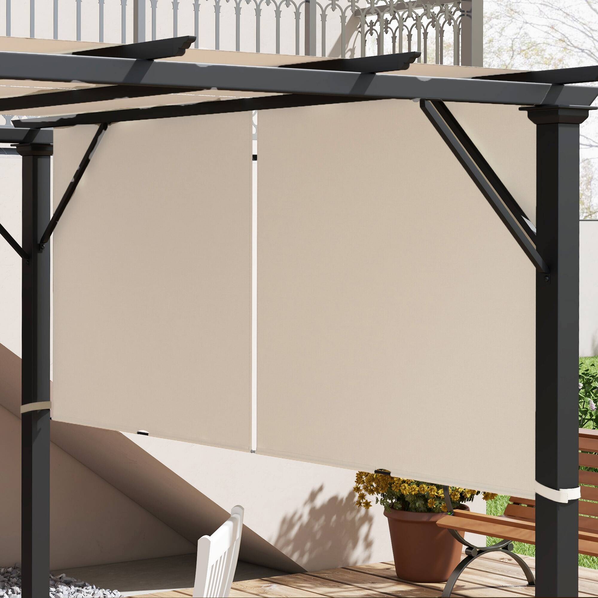 Alt View 4. Outsunny - 2 PCS 4 x 18ft Pergola Canopy Replacement, UV Protection Pergola Shade Cover, Easy to Install for 10 x 12ft - Khaki.