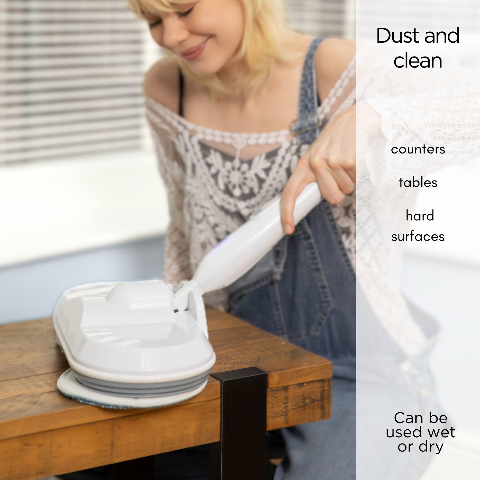 Dust and clean counters, tables, hard surfaces. Can be used wet or dry.