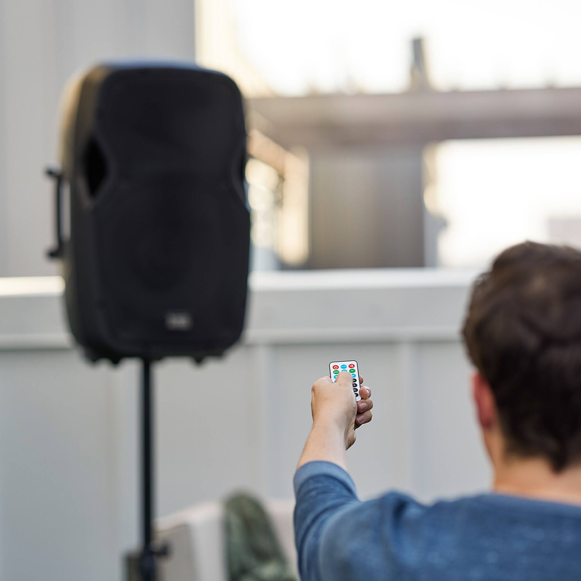 Alt View 2. Acoustic Audio by Goldwood - Acoustic Audio by Goldwood 1000W Bluetooth Speaker with Flashing LEDs, 2 Pack - Black.