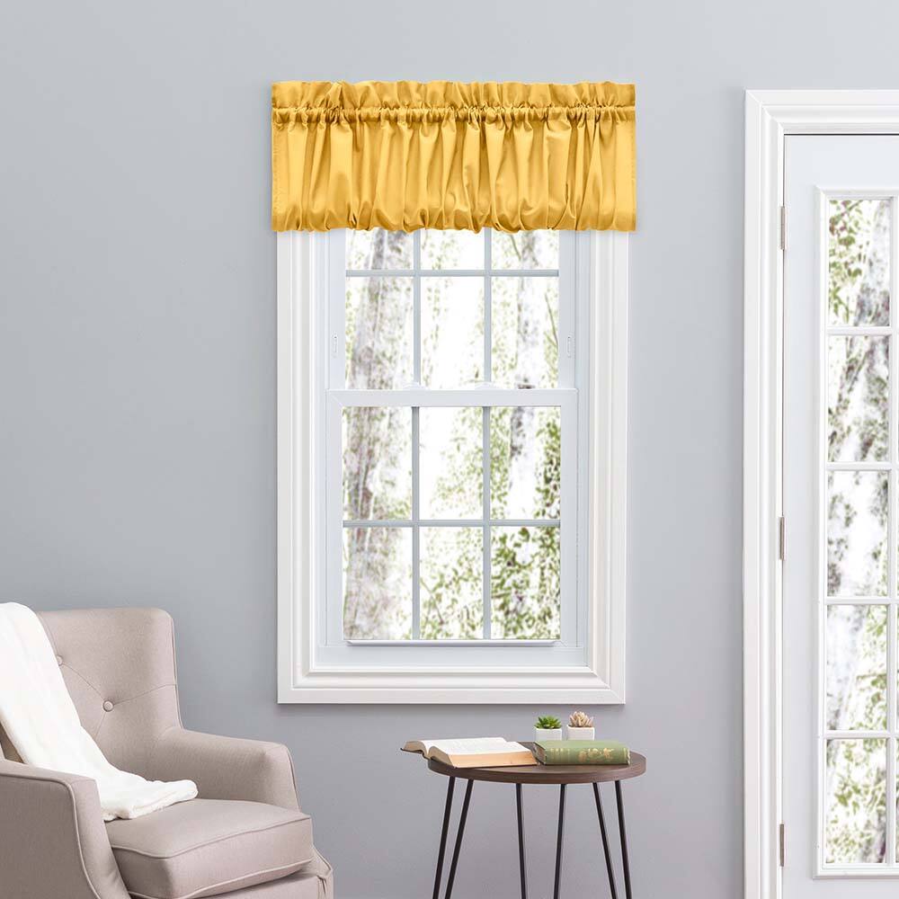 Angle. Ellis Curtain - Ellis Stacey 1.5" Rod Pocket High Quality Fabric Solid Color Window Balloon Valance 60"x15" Yellow - Yellow.