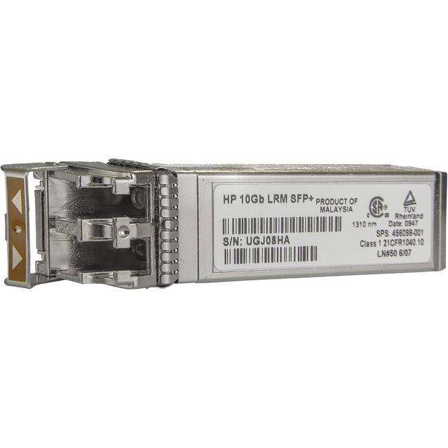HP 10Gb LRM SFP+  
PRODUCT OF MALAYSIA  
1310 nm  
Date: 0947  
SPS: 456098-001  
S/N: UGJ08HA  
Class 1 21CFR1040.10  
LN#50 6/07  
TUV Rheinland