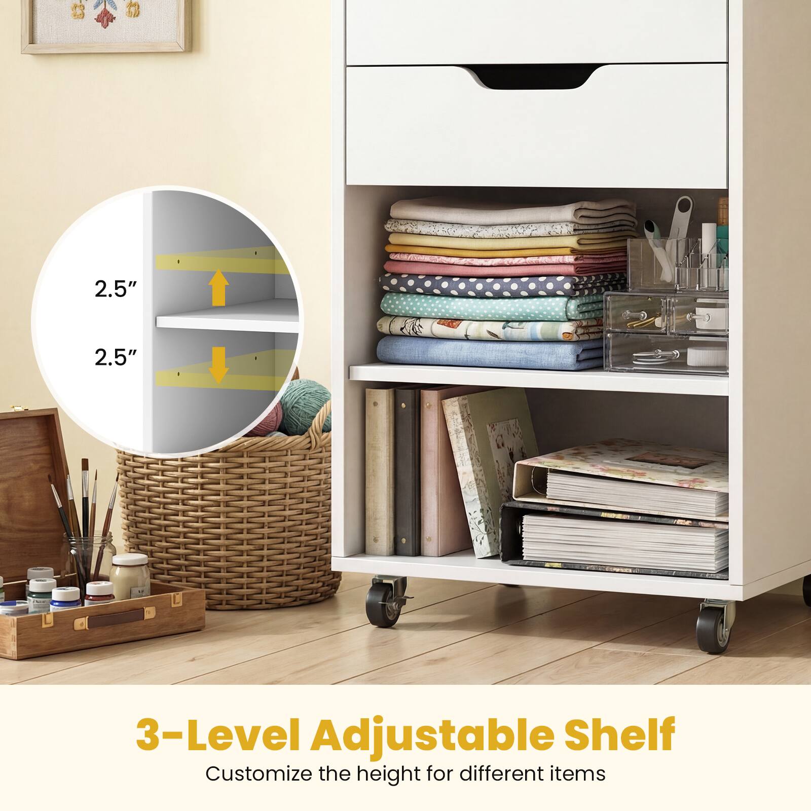 3-Level Adjustable Shelf  
Customize the height for different items