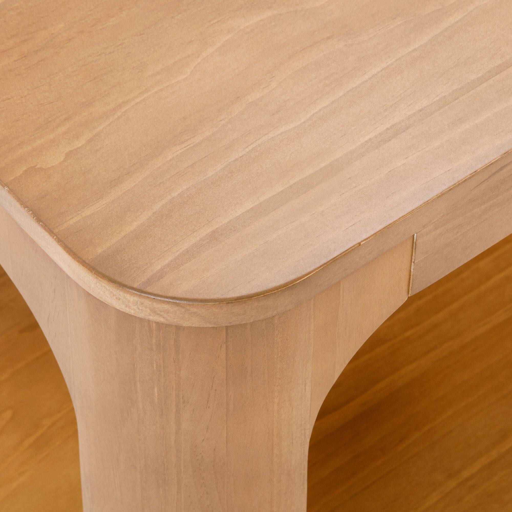 Alt View 3. Plank+Beam - Modern Rounded Rectangular Side Table with Shelf (25in x 15in / 630mm x 375mm), Pecan - Pecan.