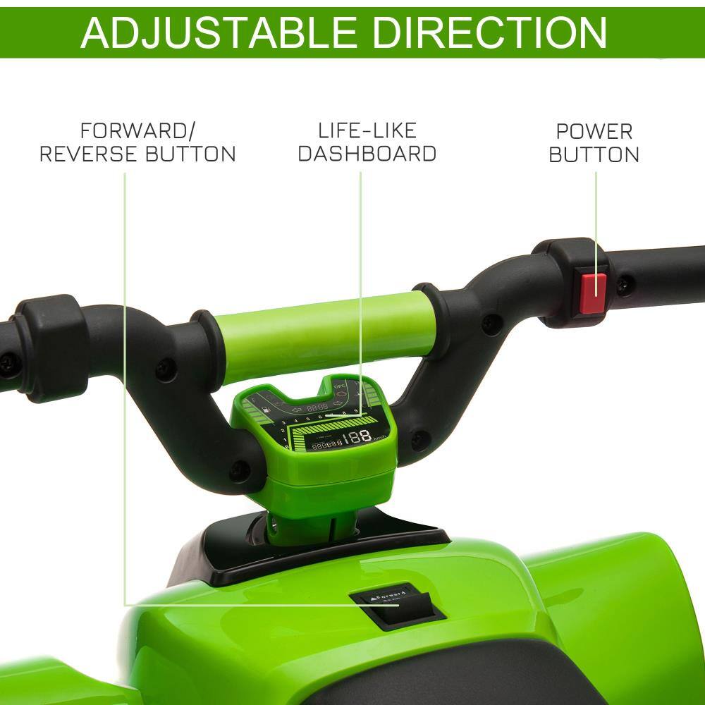 ADJUSTABLE DIRECTION

- FORWARD/ REVERSE BUTTON
- LIFE-LIKE DASHBOARD
- POWER BUTTON
