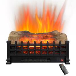 Loheer - 20 inch Electric Fireplace Insert 3D Log Set Free Standing Fireplace Heater - Antique Black