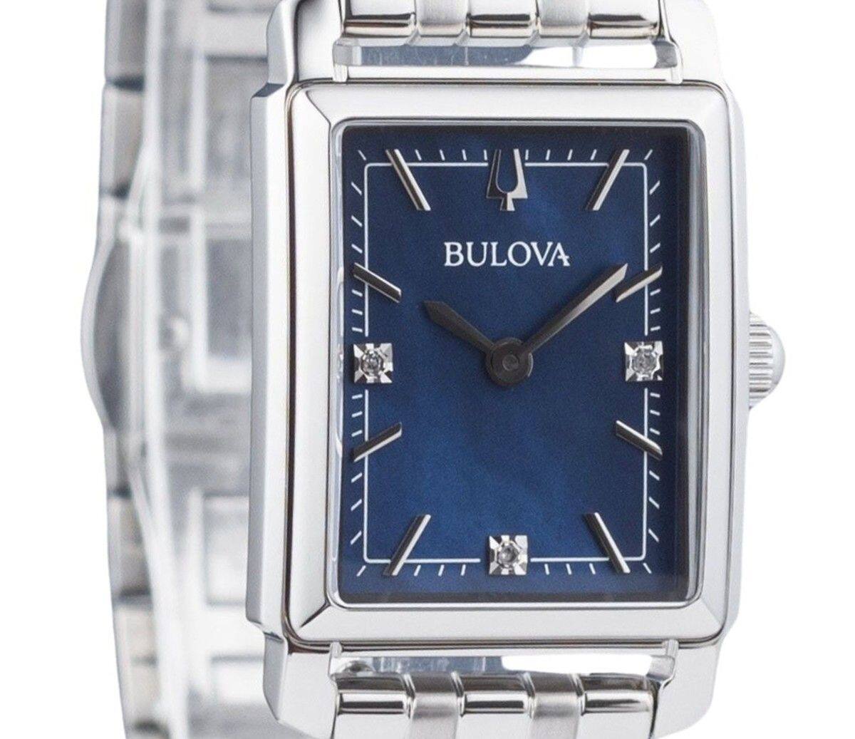 Left. Bulova - Classic Quartz 96P245 Sutton Diamond Accent Stainless Steel Blue Dial Women's Watch 30M - Silver, Blue.