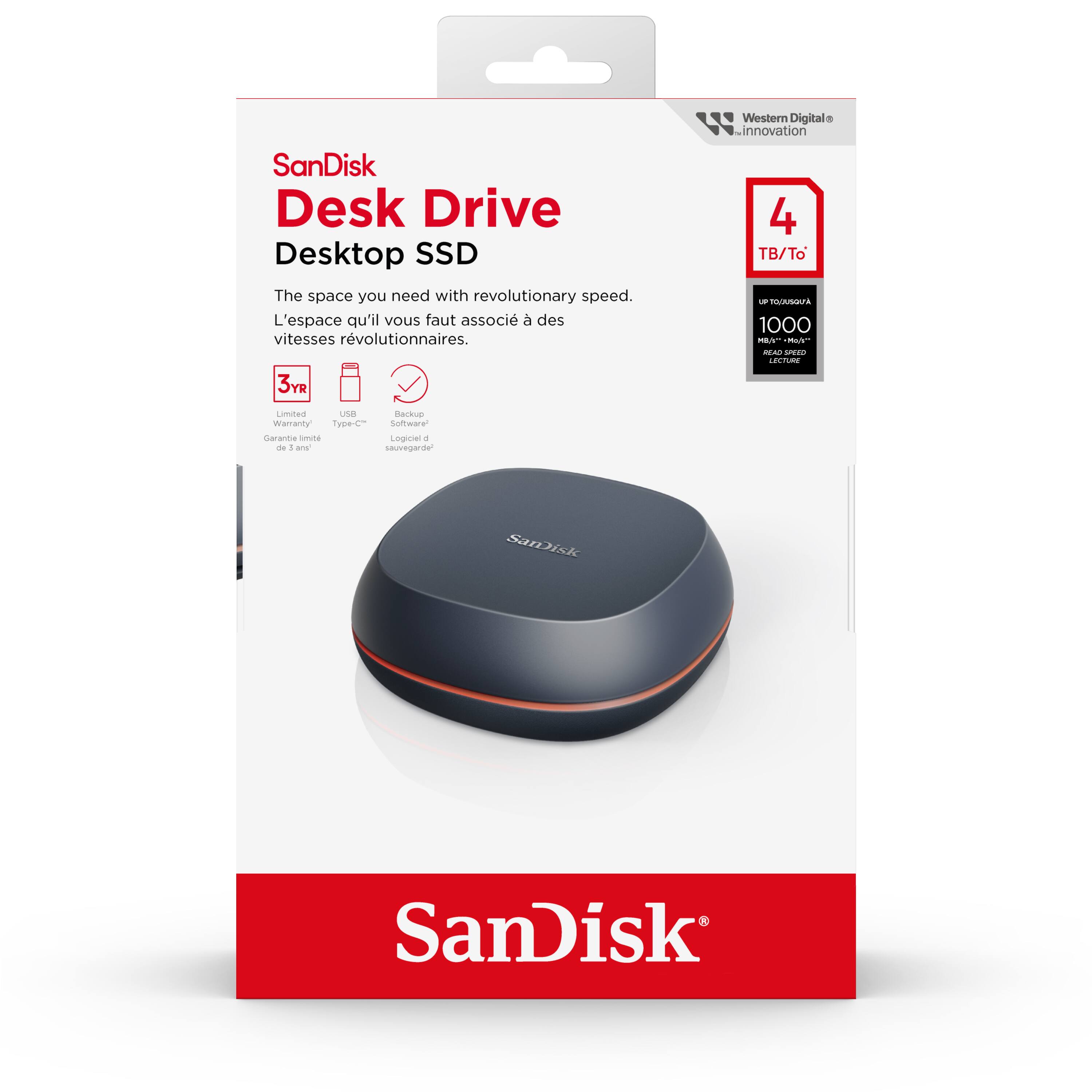 Alt View 12. SANDISK - 4TB  Desk Drive  USB Type-C Desktop External SSD - black.
