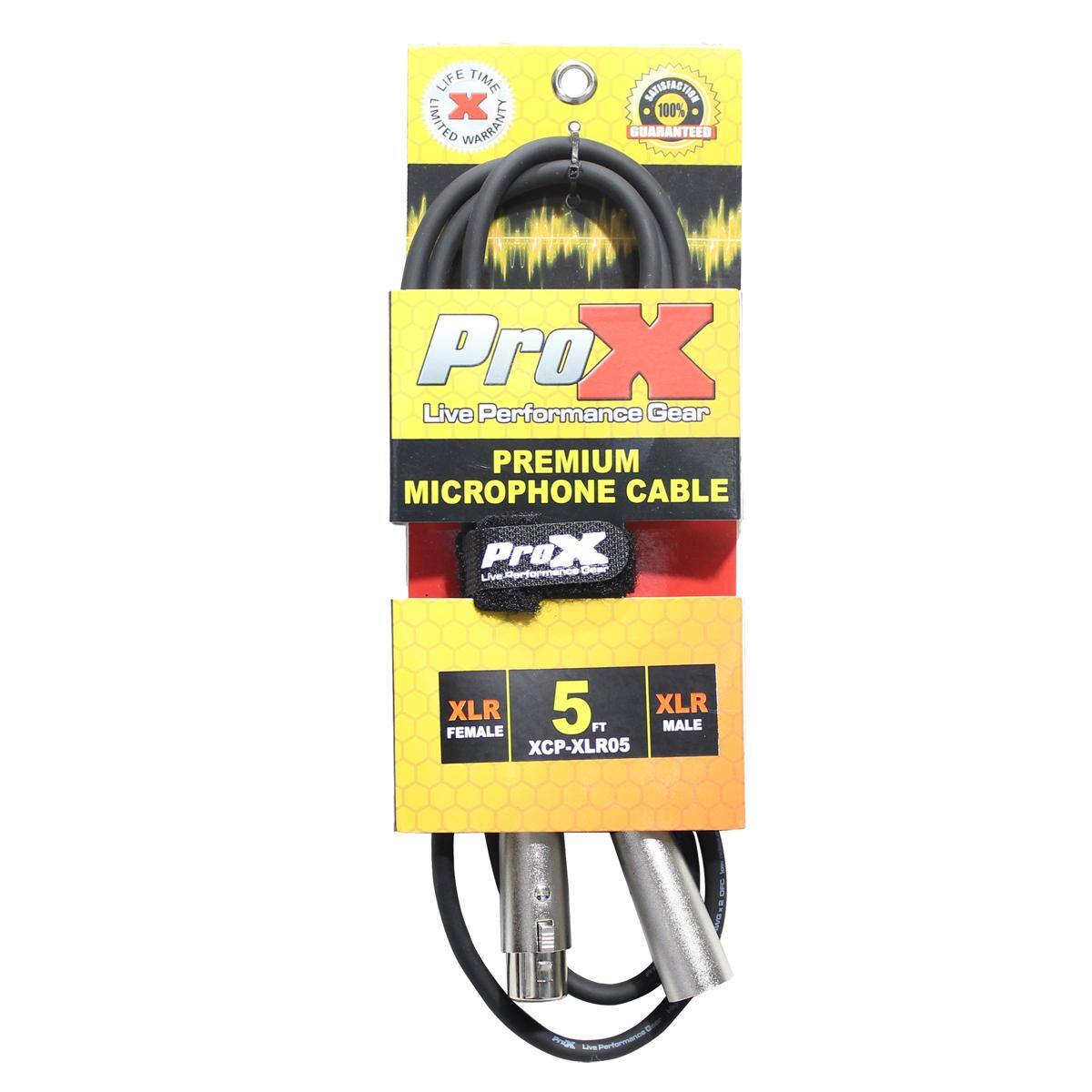 LIFE TIME X LIMITED WARRANTY  
100% GUARANTEED  
ProX Live Performance Gear PREMIUM MICROPHONE CABLE  
ProX Live Performance Gear  
XLR 5 FT MALE  
XCP-XLR05