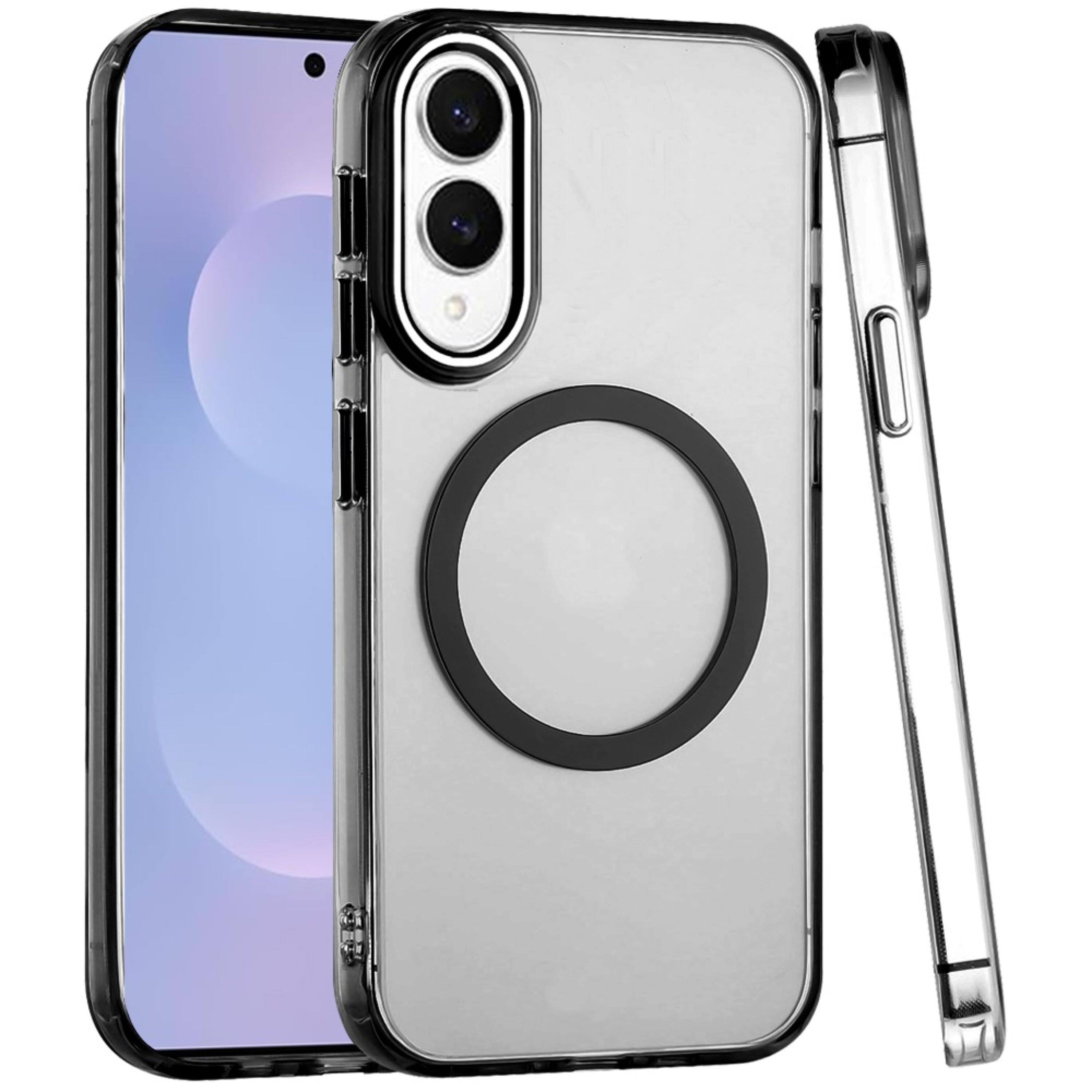 Angle. Kitcheniva - Case Trans-Clear Metal Buttons Phone Cover Plus Tempered Glass For Samsung S25 Edge Case CLear - Clear.