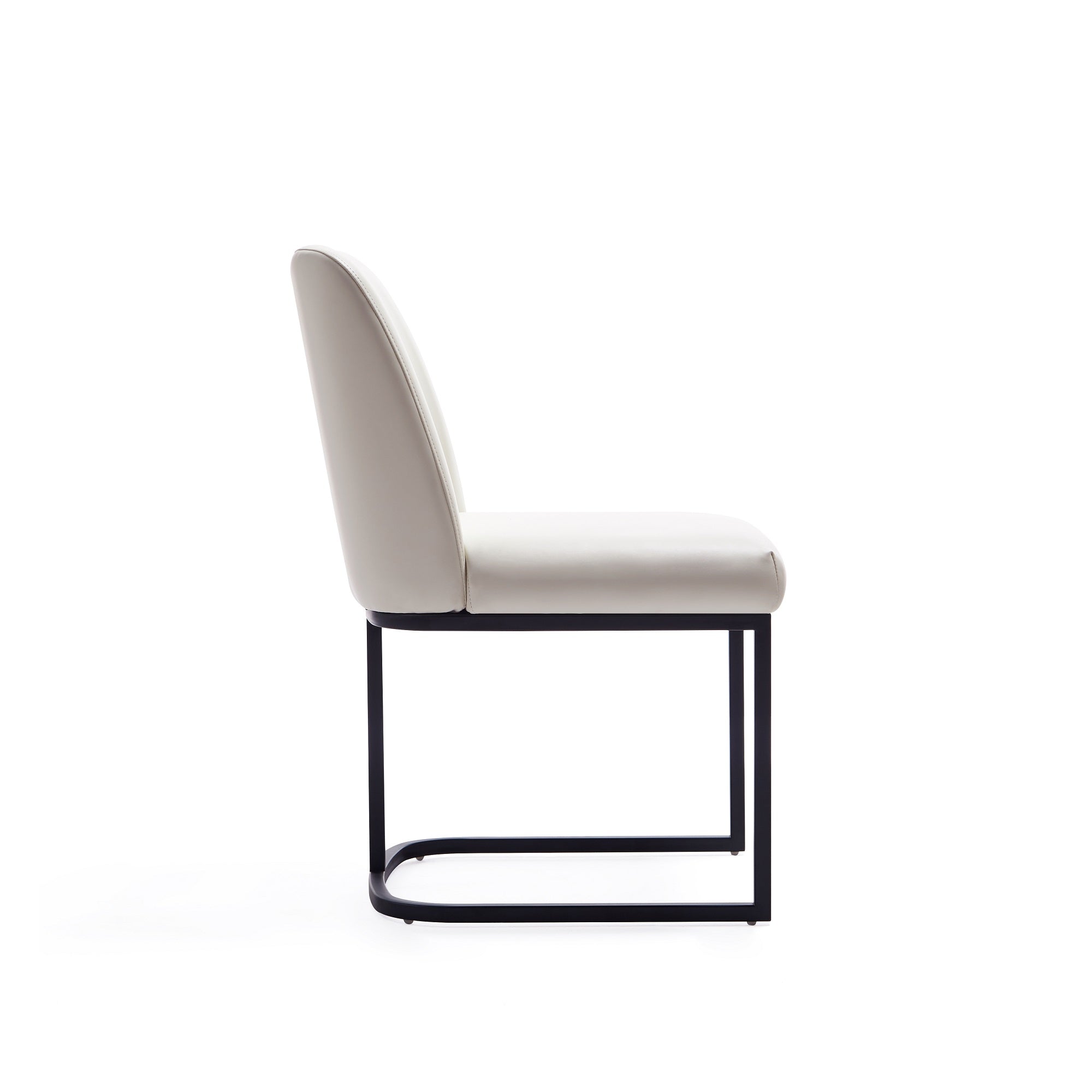 Alt View 1. Manhattan Comfort - Serena Modern Metal Vegan Leather Dining Chair - Set of 2 - Ivory.