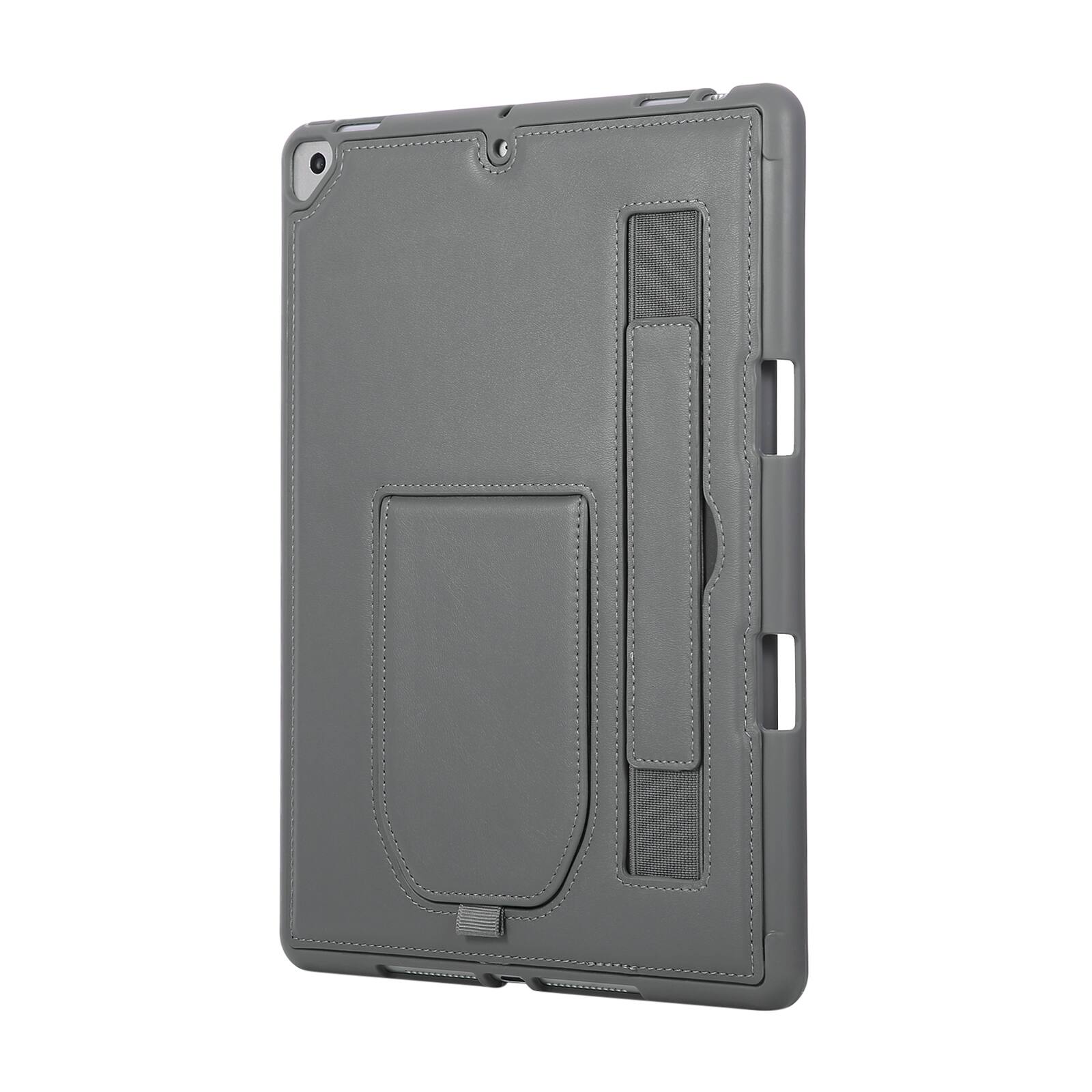 Alt View 2. UUCOVER - Case for iPad 9th 8th 7th Gen 10.2-inch (2021/2020/2019) Shockproof PU Leather Hand Strap Kickstand Pencil Holder Cover - Gray.