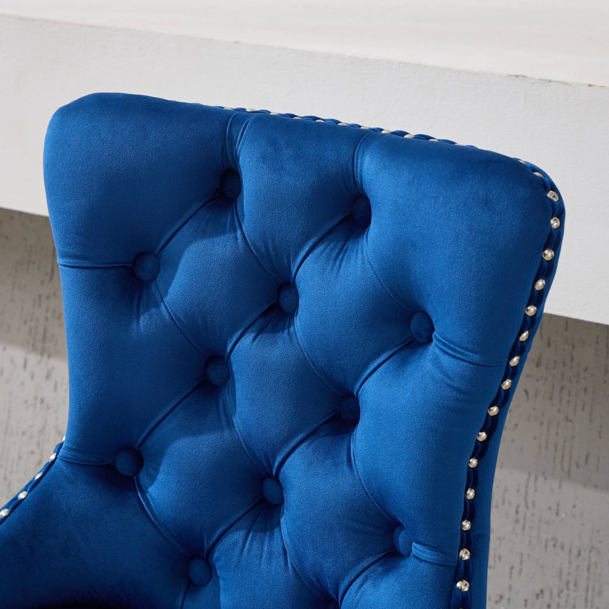 Alt View 5. GOODSILO - Adjustable Height Swivel Barstools with Velvet Upholstery and Chrome Base - Set of 2 for Home Bars and Kitchen Islands - Blue.