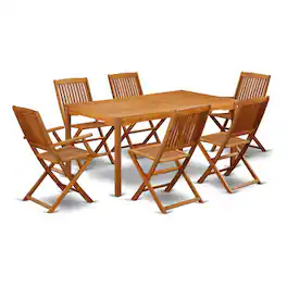 East West Furniture - Wooden Patio Set Natural Oil - Brown