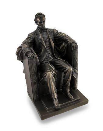 Front. Veronese Design - Seated Abraham Lincoln Bronzed Historical Sculptural Statue - Bronze.
