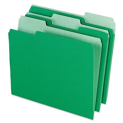 Alt View 1. Pendaflex - Recycled File Folder, 1/3-Cut Tab, Assorted, Letter Size, 100/Box - Bright Green.