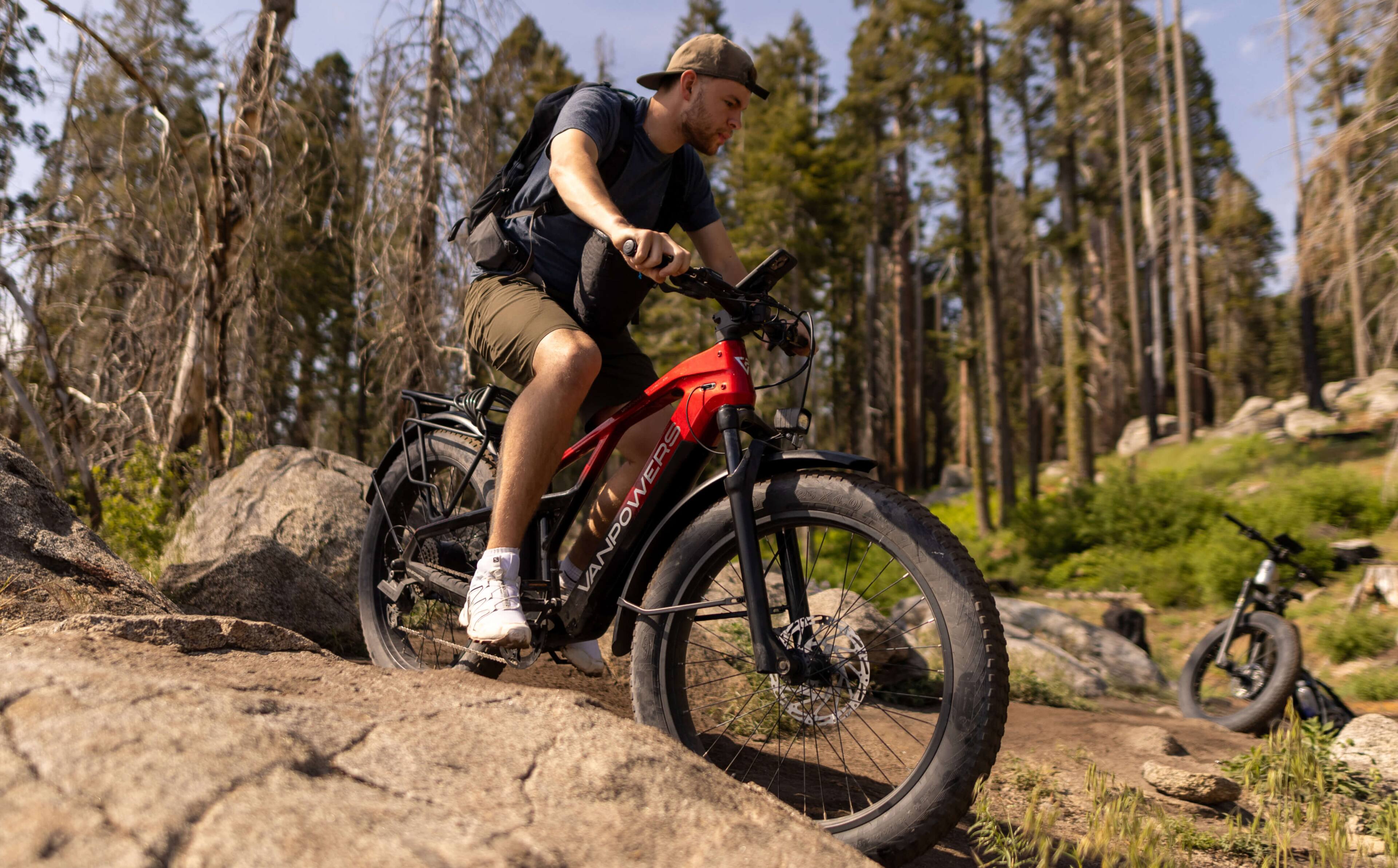 Alt View 5. Vanpowers - GrandTeton Pro Adult 26" Step-Over 750W Hub Motor E-Bike - Lava Red and Coke Black.