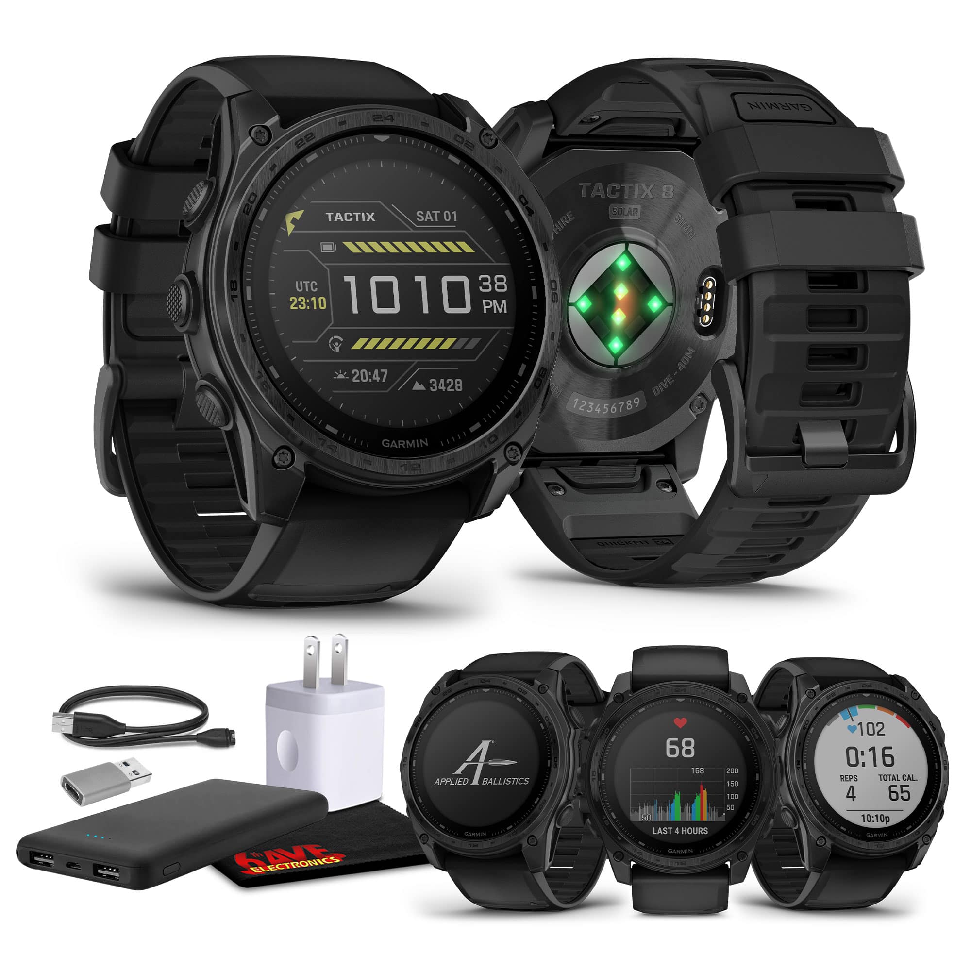 Garmin - tactix® 8 51mm, Solar Charged Display, Elite, GPS Smartwatch, Includes Applied Ballistics Elite Solver Bundle - (2025)