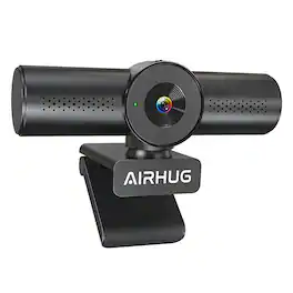 AIRHUG - 4K 30fps Webcam with Dual Mics & Privacy Cover for PC, Sony 16MP Sensor, PDAF Autofocus, 63° Focused View
