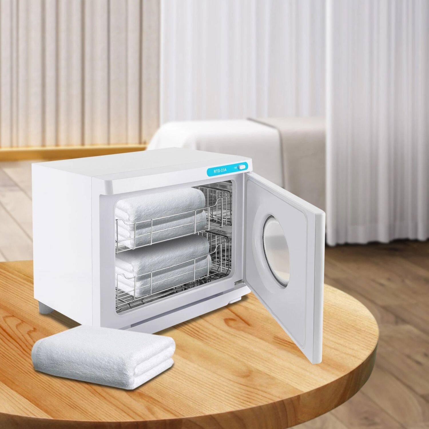 Angle. Stock Preferred - 23L Electric Hot Towel Warmer & UV Sterilizer Cabinet - White.
