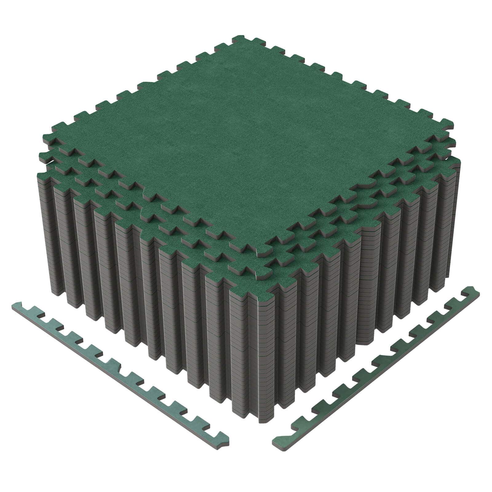 Costway - 25 Pack-100 Sq.Ft. Foam Floor Tiles Interlocking Carpet Tiles with Edge Borders - Green
