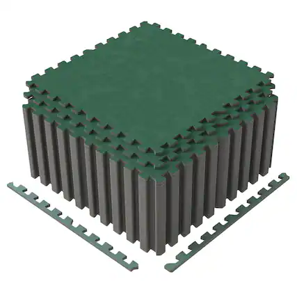 Front. Costway - Costway 25 Pack-100 Sq.Ft. Foam Floor Tiles Interlocking Carpet Tiles with Edge Borders - Green.