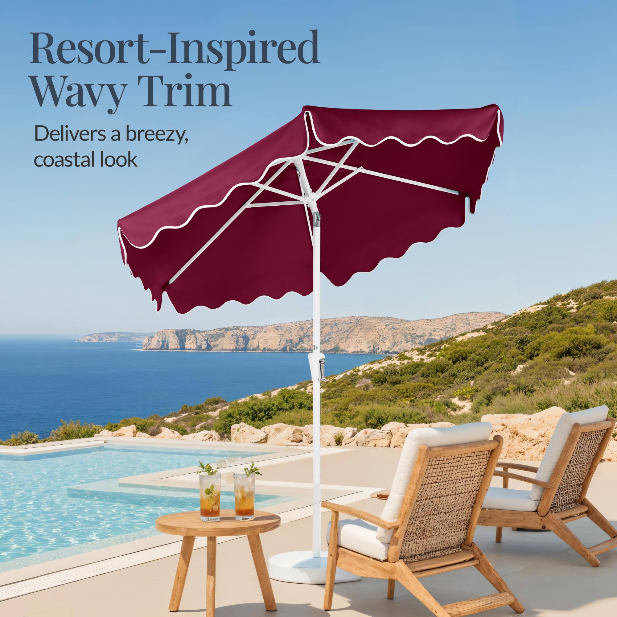 Resort-Inspired Wavy Trim  
Delivers a breezy, coastal look