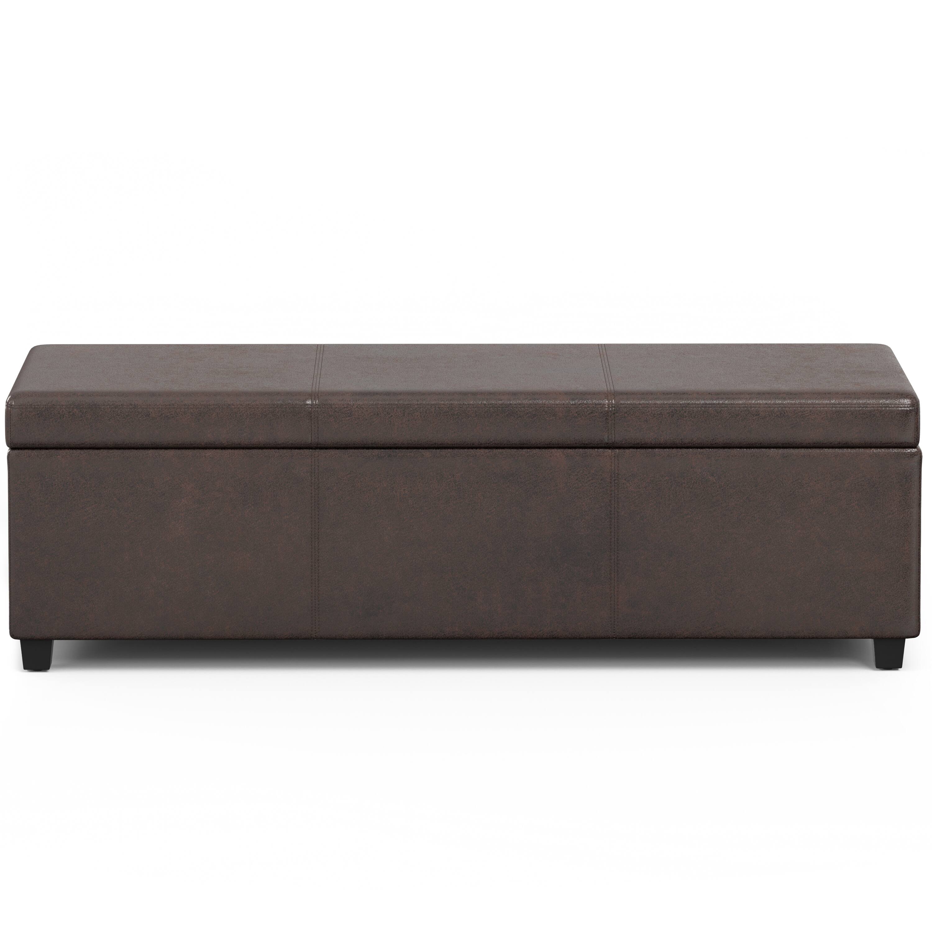 Alt View 12. Simpli Home - Avalon Extra Large Storage Ottoman Bench - Distressed Brown.