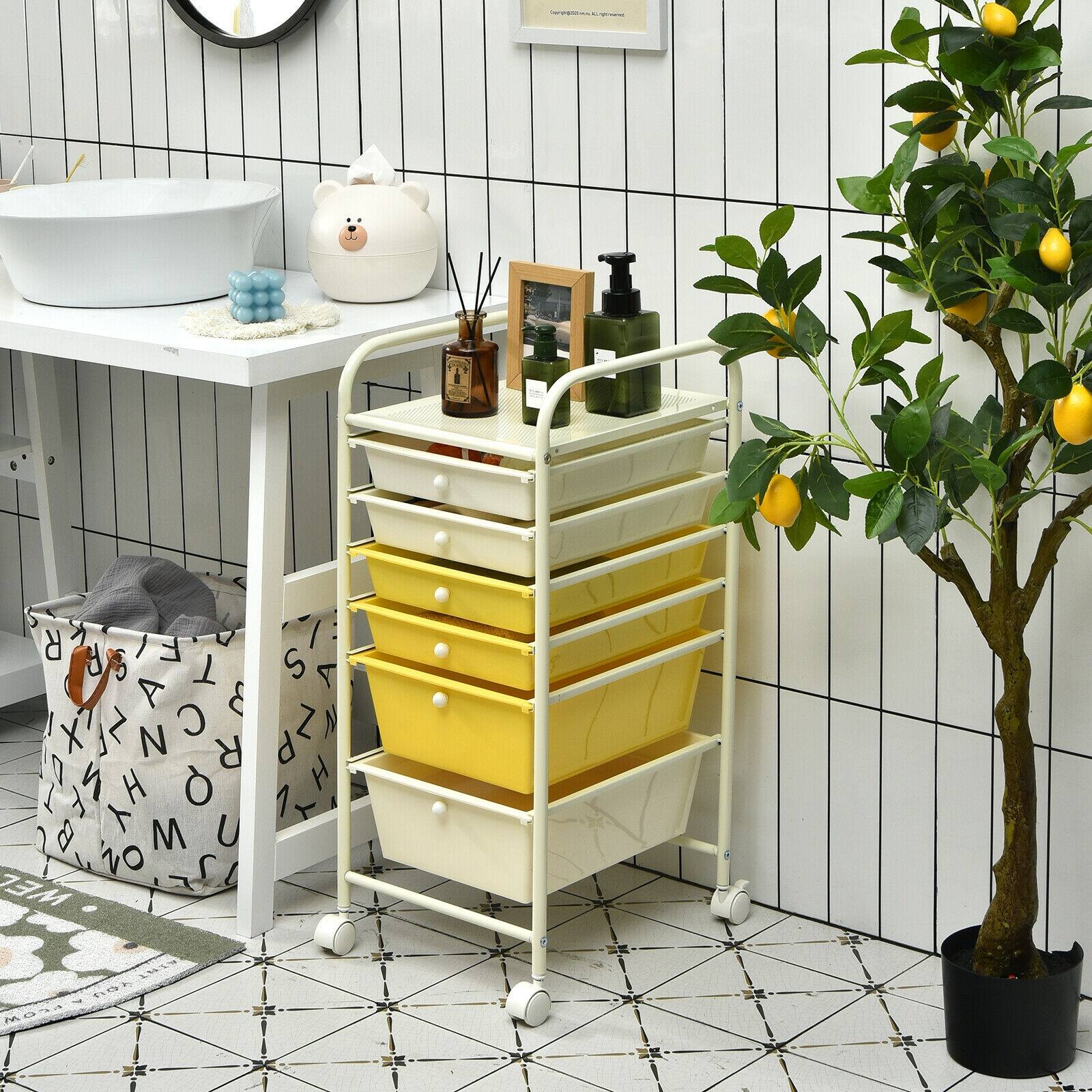 Alt View 2. Sugift - 6 Drawers Rolling Storage Cart Organizer - Yellow.