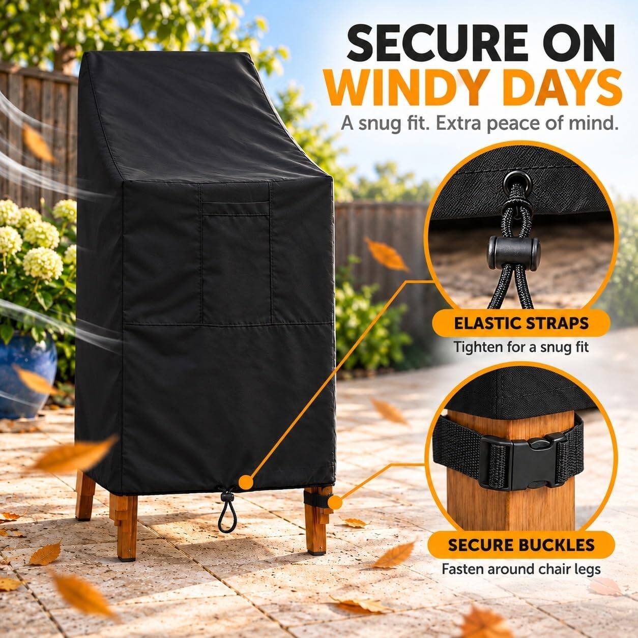 KHOMO GEAR Stackable Chair Cover Waterproof, Outdoor Patio Chair Cover ...