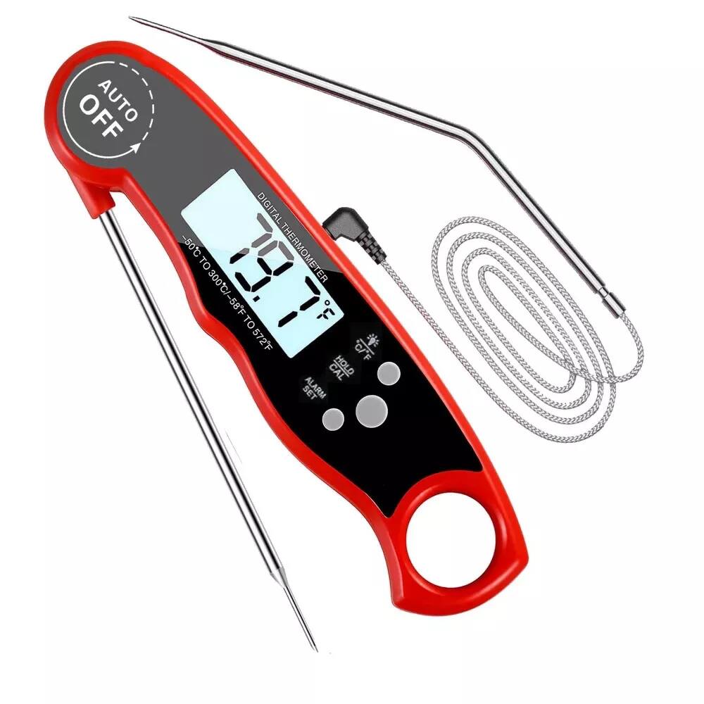 MOVSSOU - Cooking Thermometer Dual Probes Meat Thermometer Digital Instant Read Kitchen Food Thermometer - Red