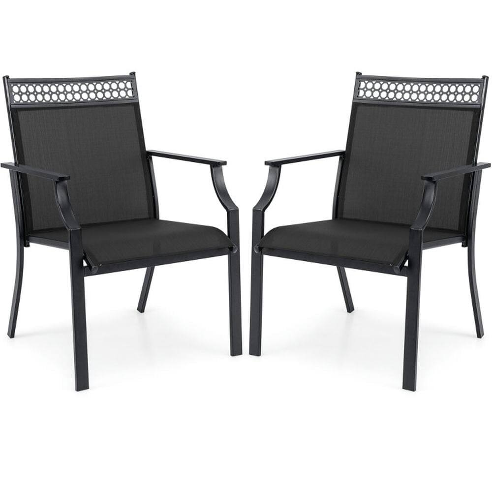 Front. Pefilos - Patio Chairs Set of 2 with All Weather Breathable Fabric, Patio Chair for Outdoor as Garden, Yard, Black - Black.