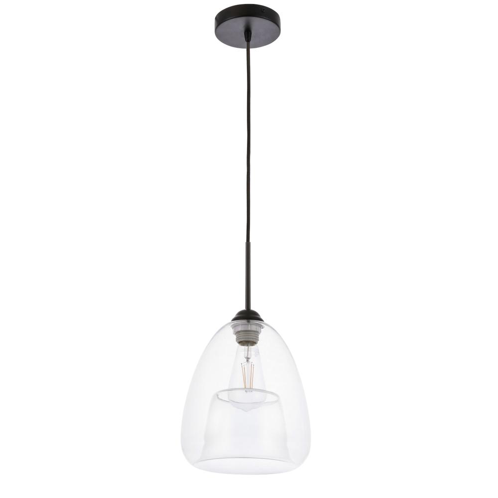 Alt View 8. Living District - Kason 1 light Black and Clear glass pendant - Black And Clear Glass.