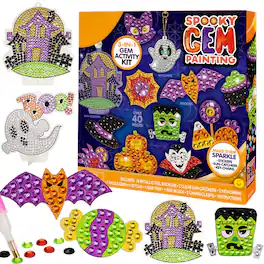 Joyfy - Halloween Crafts for Kids,Gem Art Kit Diamond Painting Kit with Stickers,Suncatchers,Keychains,Halloween Party Supplies