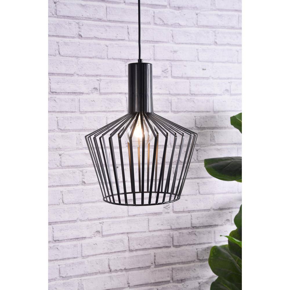 Left. Living District - Ronnie 1 Light Black Pendant - Black.