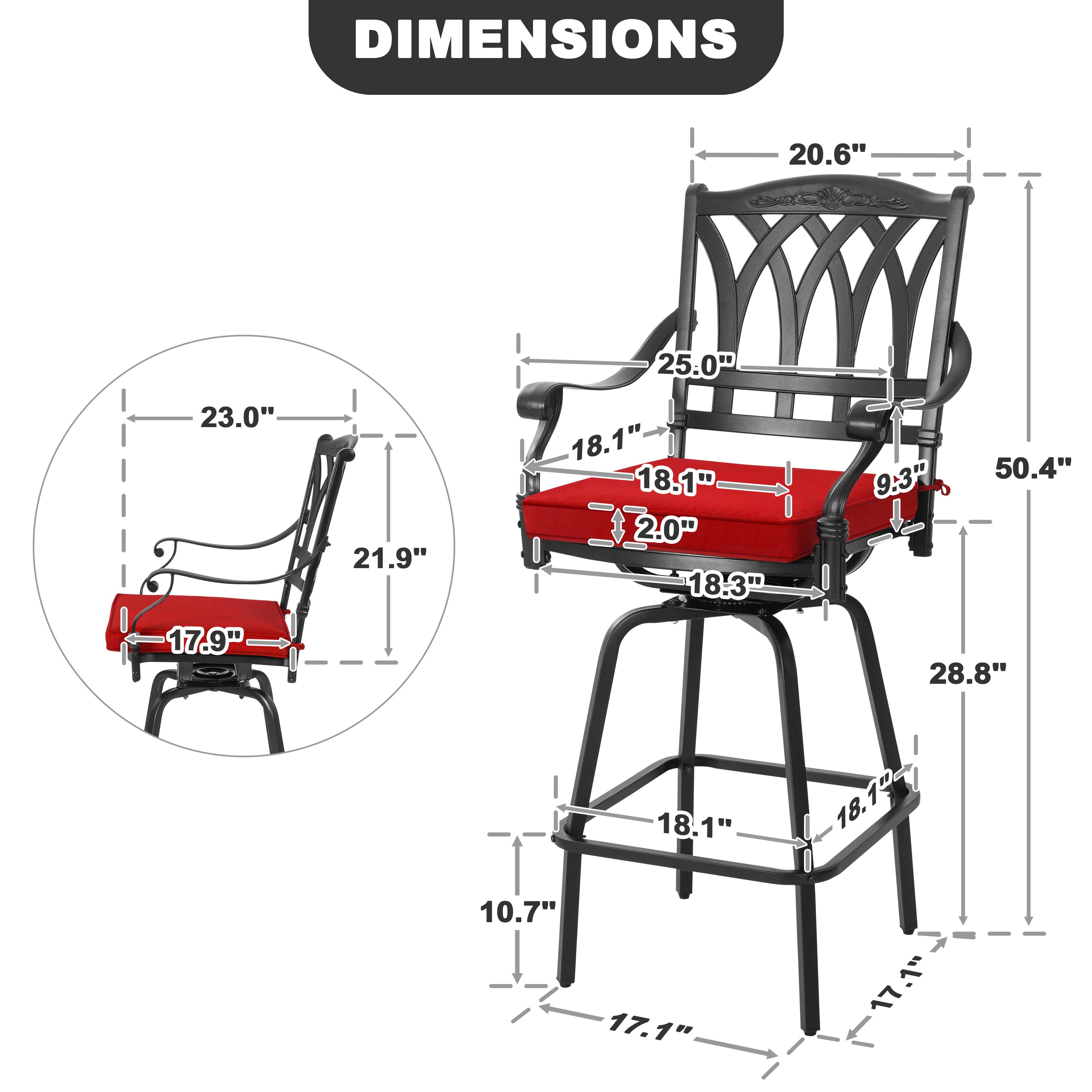 DIMENSIONS  
20.6" 25.0" 23.0" 21.9" 18.1" 18.1" 2.0" 18.3" 9.3" 50.4" 17.9" 28.8" 18.1" 18.1" 10.7" 17.1" 17.1"