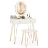 Front. Costway - Costway Vanity Makeup Dressing Table W/ 3 Lighting Modes Mirror Touch Switch - White.