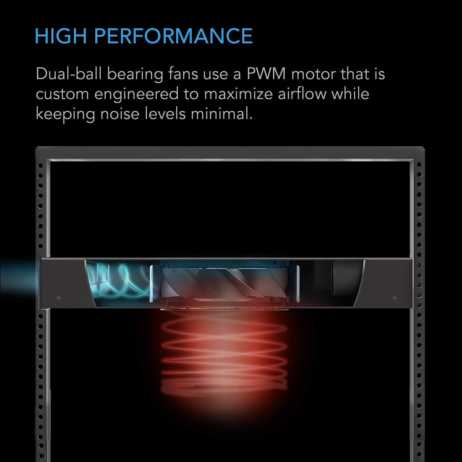 HIGH PERFORMANCE

Dual-ball bearing fans use a PWM motor that is custom engineered to maximize airflow while keeping noise levels minimal.
