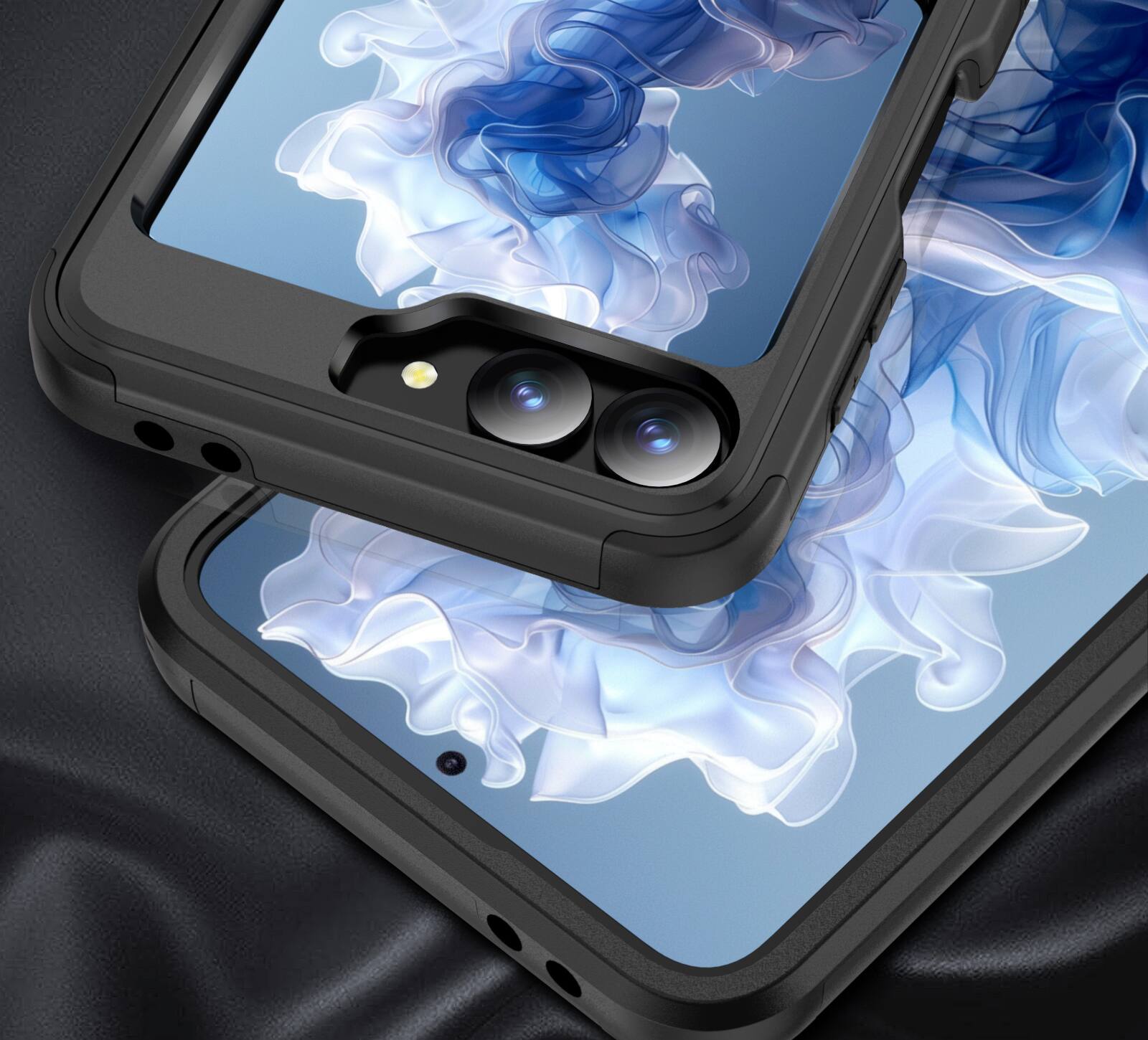 Alt View 3. Nakedcellphone - Skibidy Rizz Case for Samsung Galaxy Z Flip 6 / Z Flip 7 FE - Hybrid Case with Hidden Hinge Protection - Black.